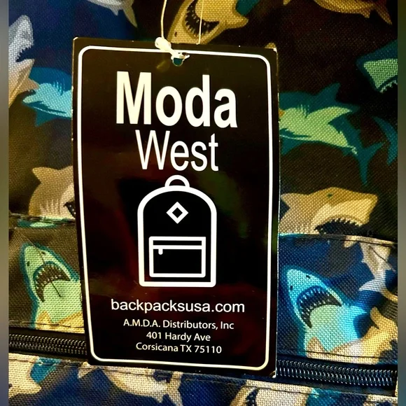 New Backpack Moda West Blue Grey Shark Theme School bag - Picture 3 of 6